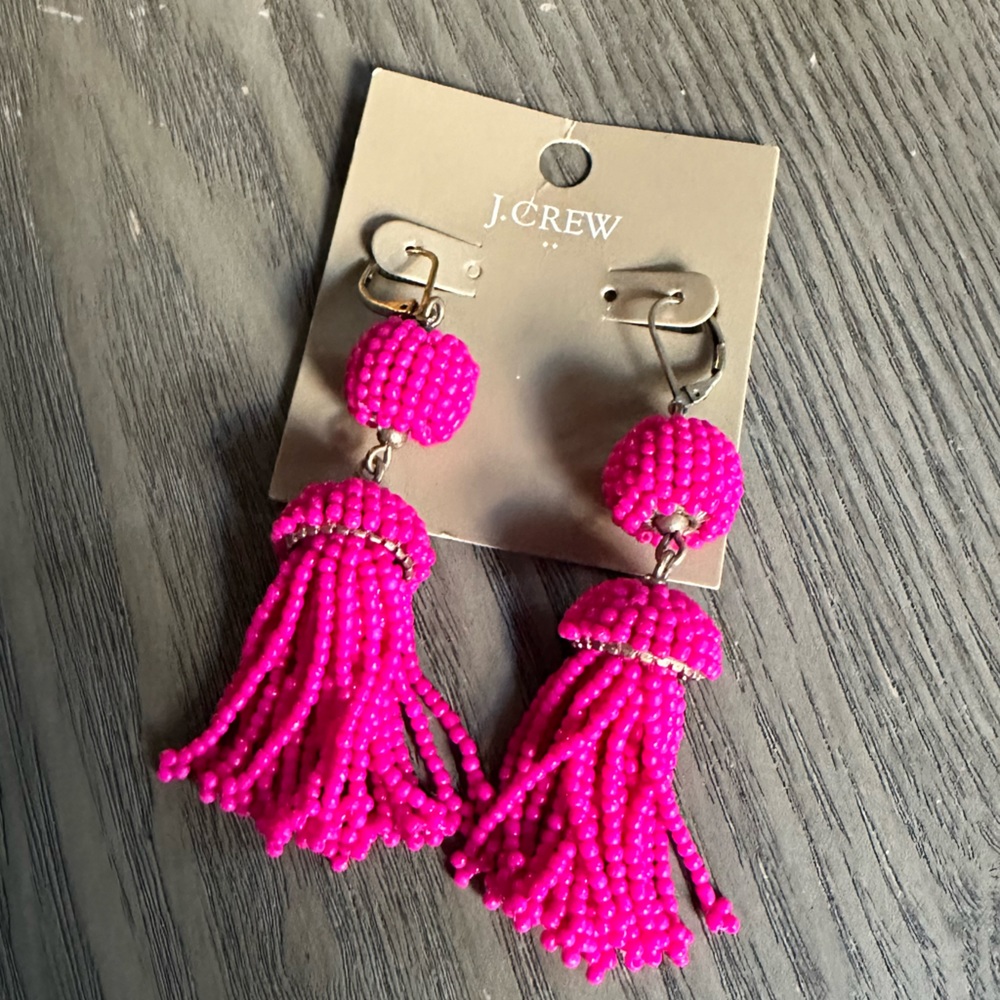 NEW J. Crew Hot Pink Statement Earring